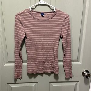 Old Navy Mauve Striped Long Sleeve Tee